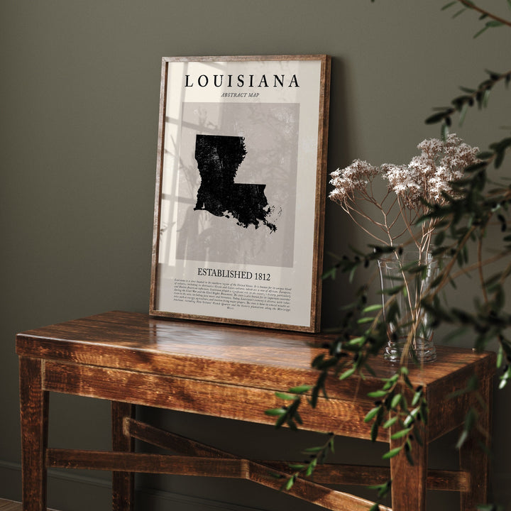 Abstract Louisiana Map Vintage Wall Art Print US State | United States of America | USA Travel Poster
