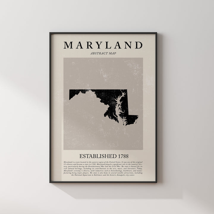 Abstract Maryland Map Vintage Wall Art Print US State | United States of America | USA Travel Poster