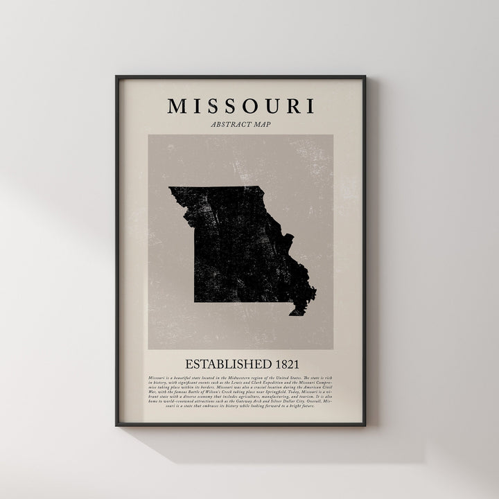 Abstract Missouri Map Vintage Wall Art Print US State | United States of America | USA Travel Poster