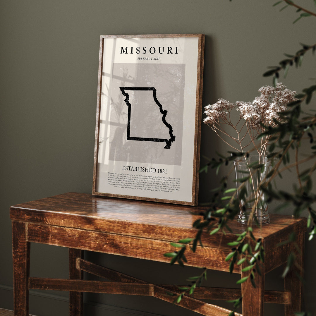 Abstract Missouri Map Vintage Wall Art Print US State | United States of America | USA Travel Poster