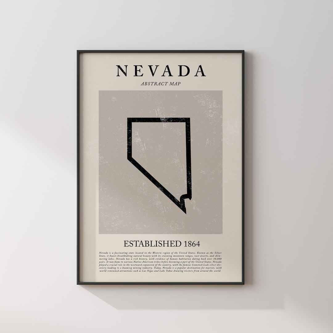 Abstract Nevada Map Vintage Wall Art Print US State | United States of America | USA Travel Poster