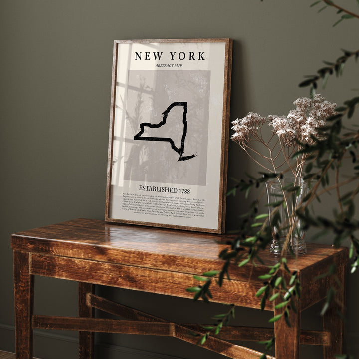 Abstract New York Map Vintage Wall Art Print US State | United States of America | USA Travel Poster