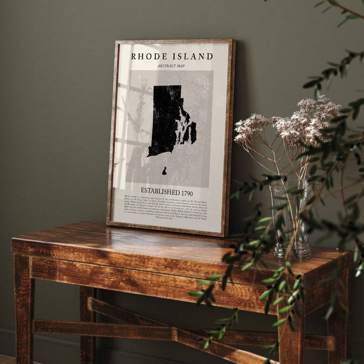 Abstract Rhode Island Map Vintage Wall Art Print US State | United States of America | USA Travel Poster