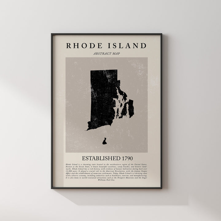 Abstract Rhode Island Map Vintage Wall Art Print US State | United States of America | USA Travel Poster
