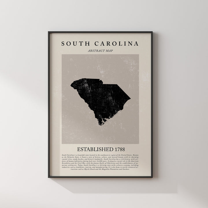 Abstract South Carolina Map Vintage Wall Art Print US State | United States of America | USA Travel Poster
