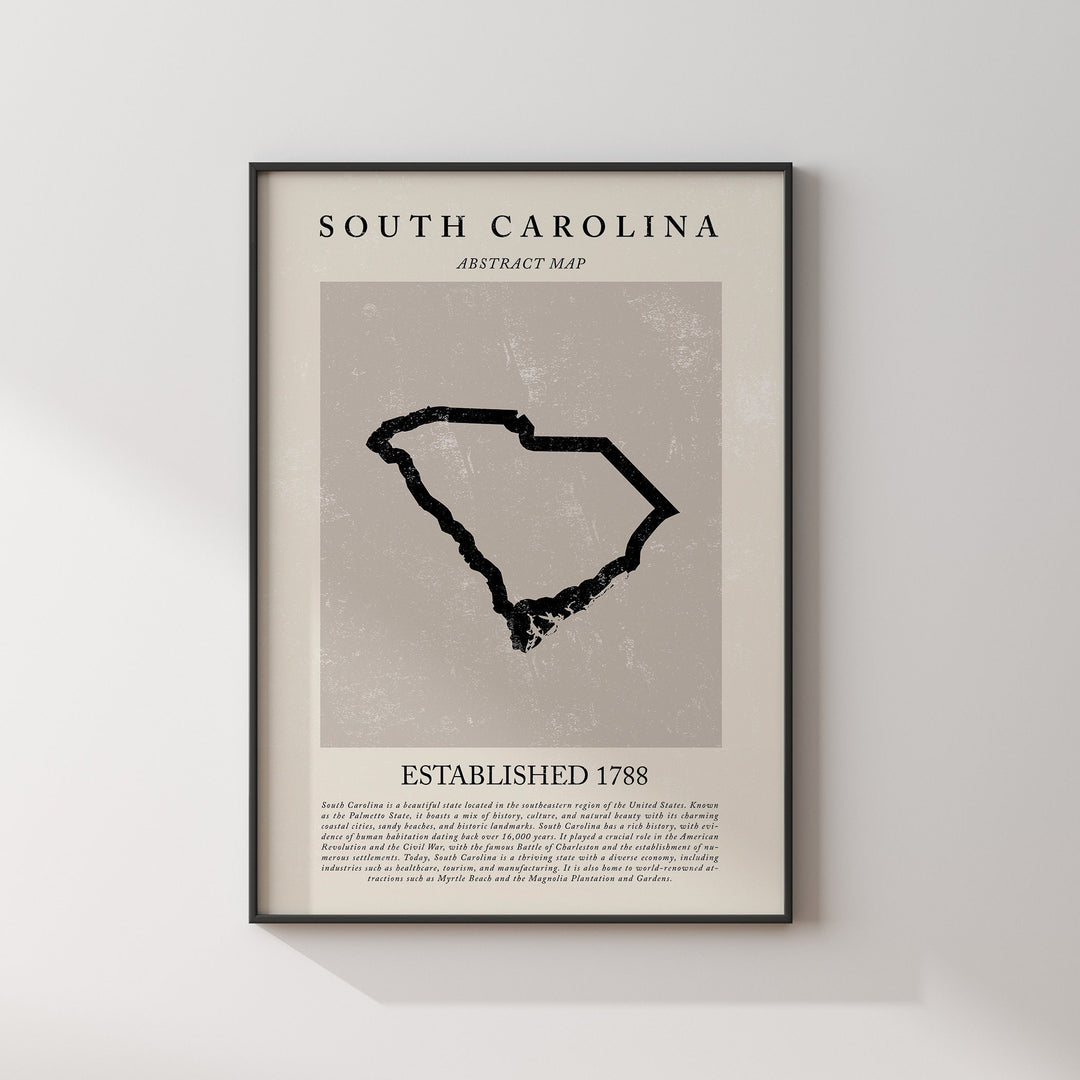 Abstract South Carolina Map Vintage Wall Art Print US State | United States of America | USA Travel Poster