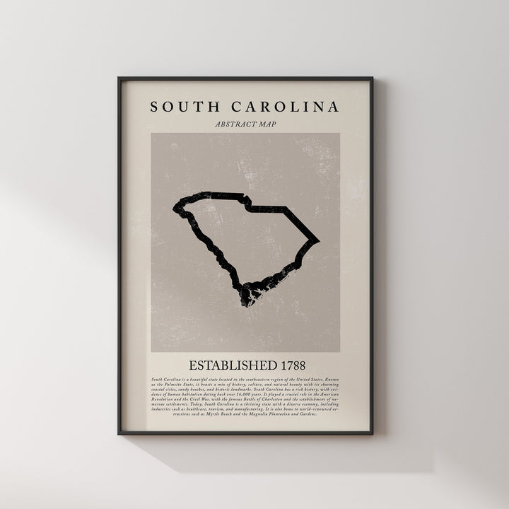 Abstract South Carolina Map Vintage Wall Art Print US State | United States of America | USA Travel Poster