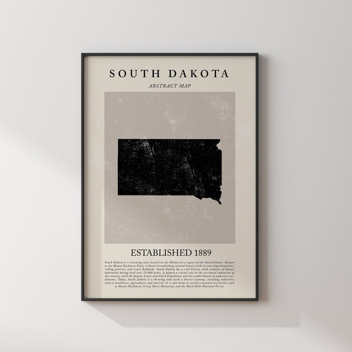 Abstract South Dakota Map Vintage Wall Art Print US State | United States of America | USA Travel Poster