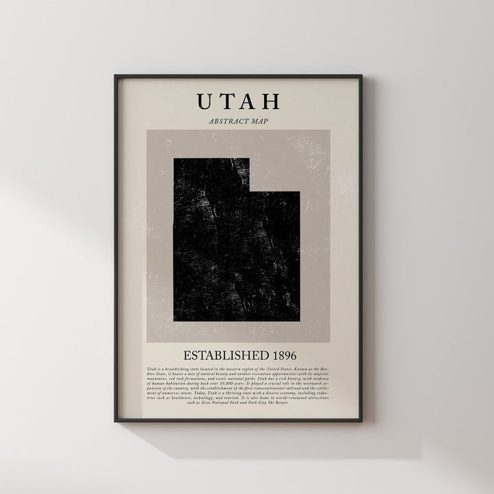 Abstract Utah Map Vintage Wall Art Print US State | United States of America | USA Travel Poster