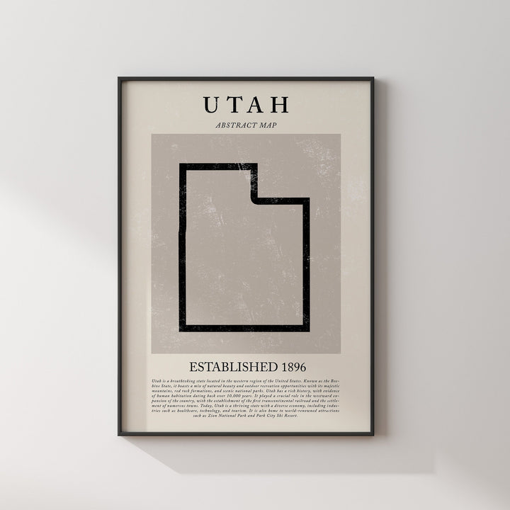 Abstract Utah Map Vintage Wall Art Print US State | United States of America | USA Travel Poster