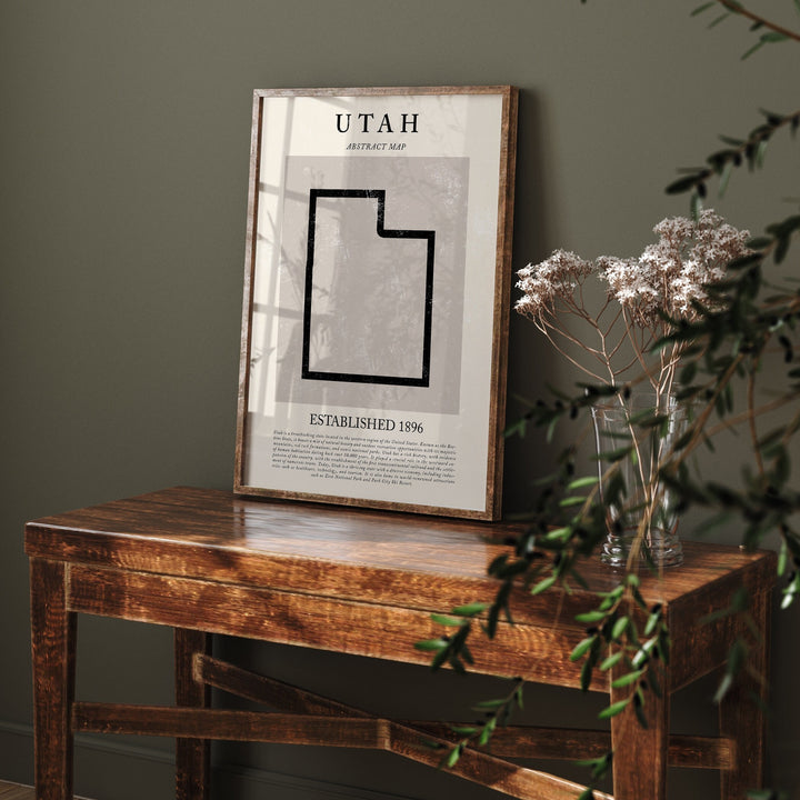 Abstract Utah Map Vintage Wall Art Print US State | United States of America | USA Travel Poster