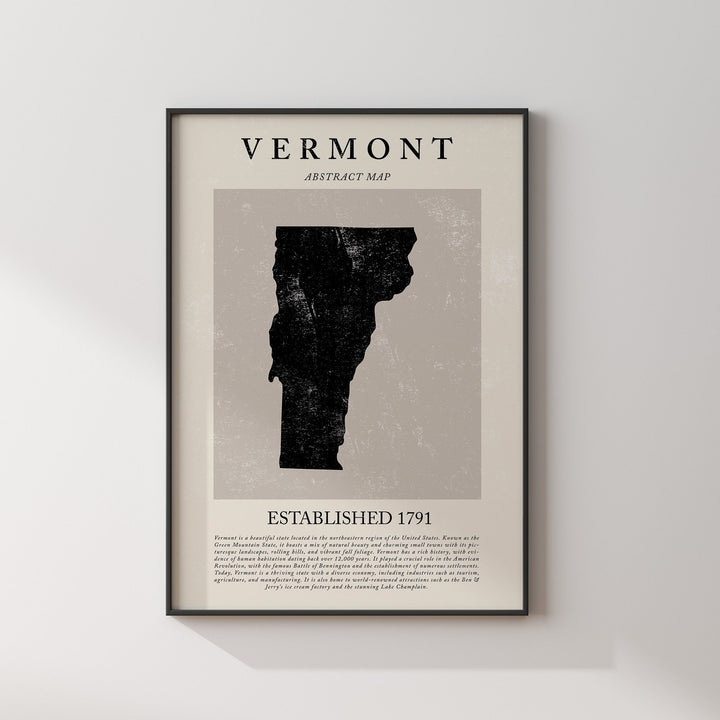 Abstract Vermont Map Vintage Wall Art Print US State | United States of America | USA Travel Poster