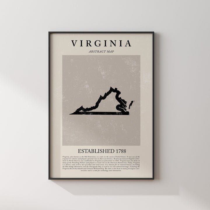 Abstract Virginia Map Vintage Wall Art Print US State | United States of America | USA Travel Poster