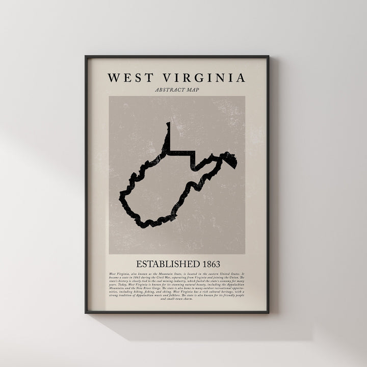 Abstract West Virginia Map Vintage Wall Art Print US State | United States of America | USA Travel Poster