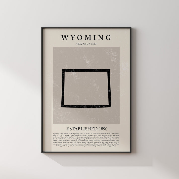 Abstract Wyoming Map Vintage Wall Art Print US State | United States of America | USA Travel Poster