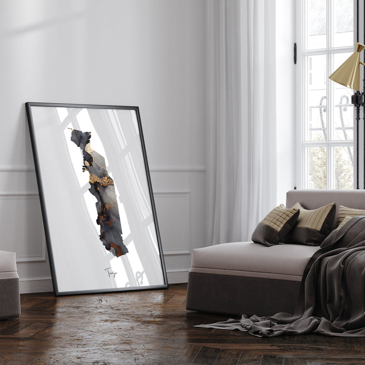 Togo Map Black & Gold Wall Art Print [EV]