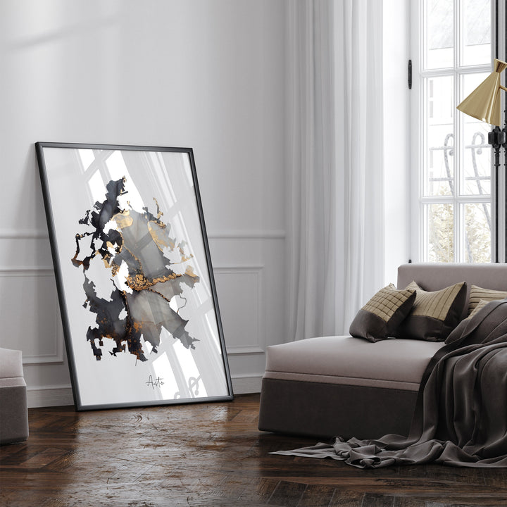 Austin Map Black & Gold Wall Art Print | Texas | USA | United States of America [EV]