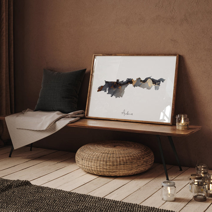 Anaheim Map Black & Gold Wall Art Print | California | USA | United States of America [EV]
