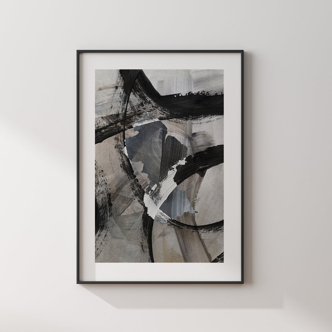 Guyana Map | Black & Grey Abstract Painting Map of Guyana Wall Art Print | Caribbean Traval Poster