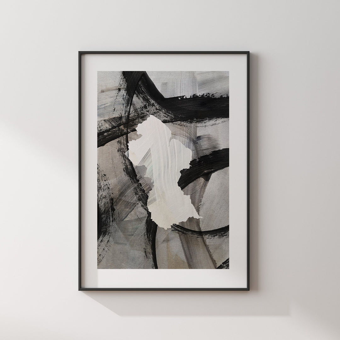 Guyana Map | Black & Grey Abstract Painting Map of Guyana Wall Art Print | Caribbean Traval Poster