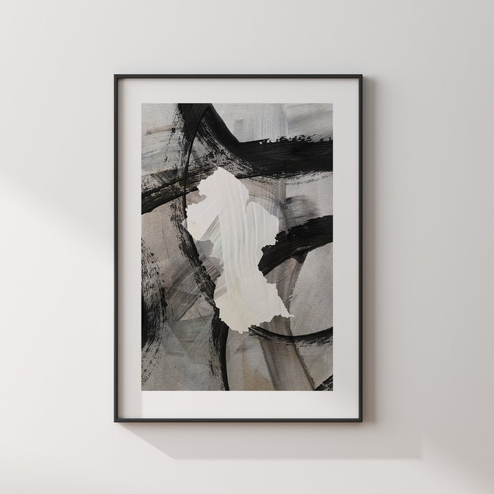 Guyana Map | Black & Grey Abstract Painting Map of Guyana Wall Art Print | Caribbean Traval Poster