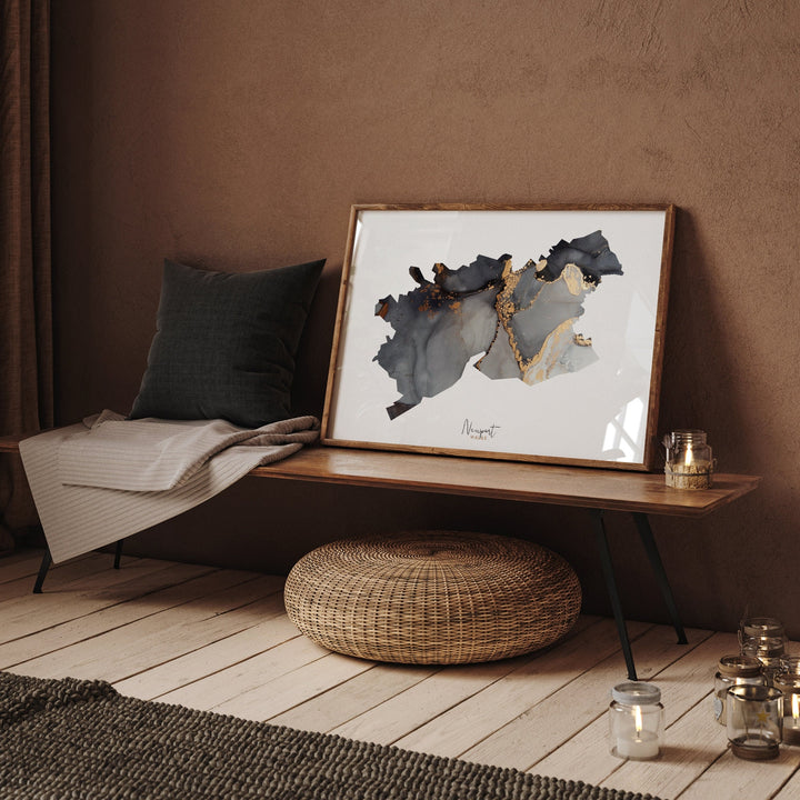 Newport Map Black and Gold Wall Art Print | Wales | United Kingdom | Great Britain