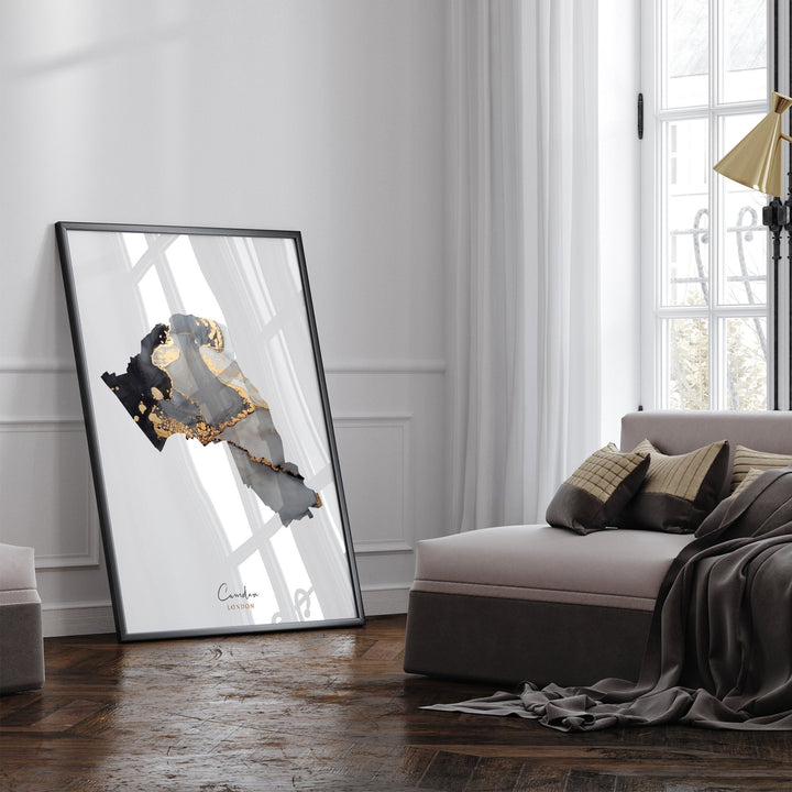 Camden Map Black and Gold Wall Art Print | London | England | United Kingdom | Great Britain