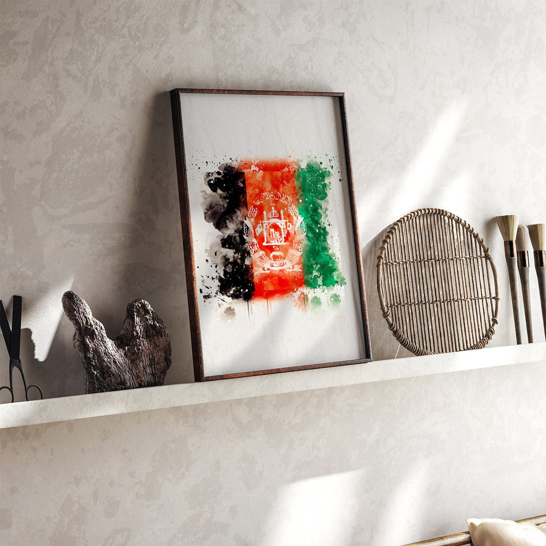 Afghanistan Watercolor Flag Wall Art Print | Afghan Decor | Afghani