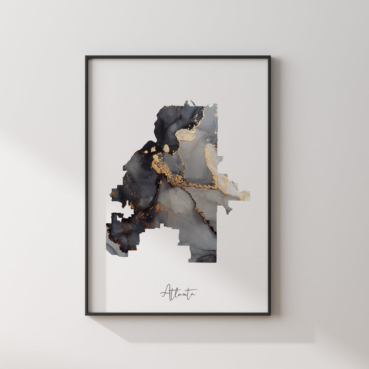Atlanta Map Black & Gold Wall Art Print | Georgia | USA | United States of America [EV]