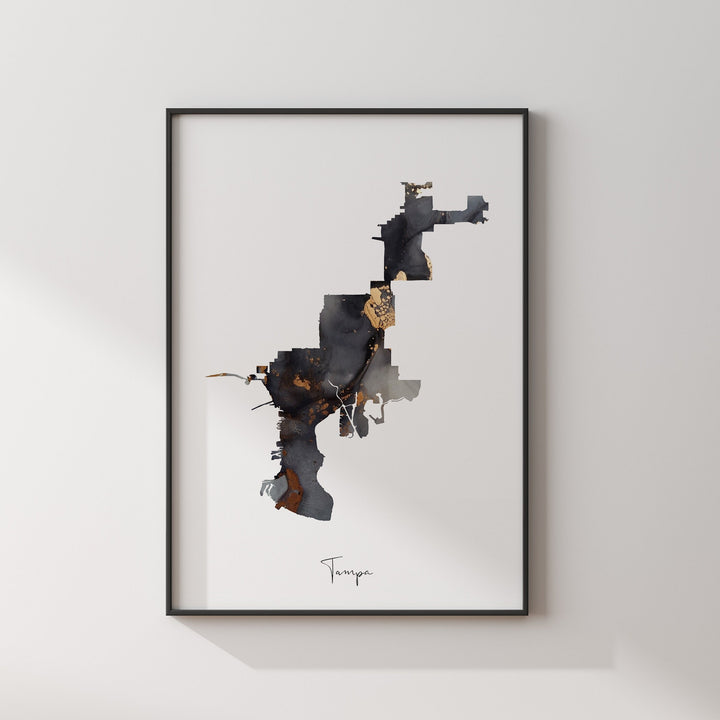 Tampa Map Black & Gold Wall Art Print | Florida | USA | United States of America [EV]