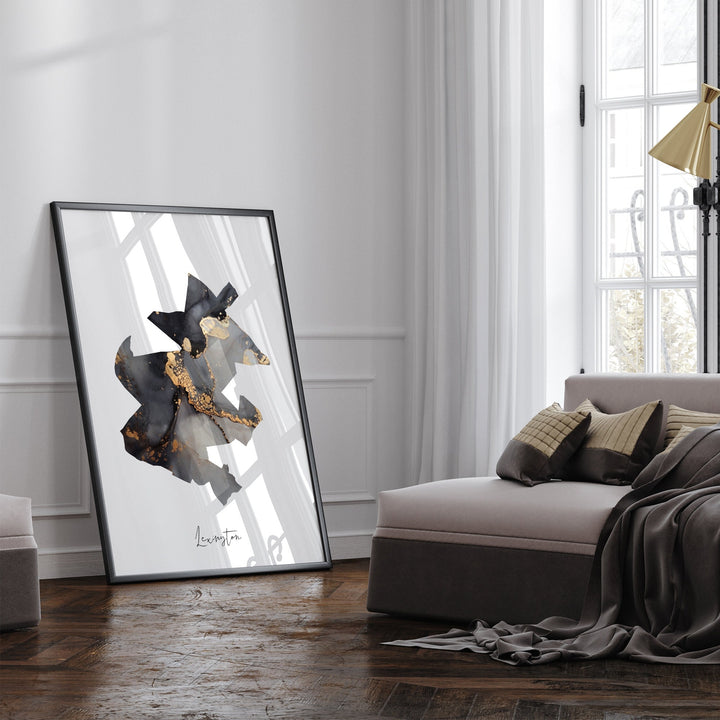 Lexington Map Black & Gold Wall Art Print | Kentucky | USA | United States of America [EV]