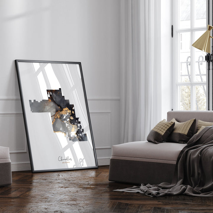 Chandler Map Black & Gold Wall Art Print | Arizona | USA | United States of America [EV]