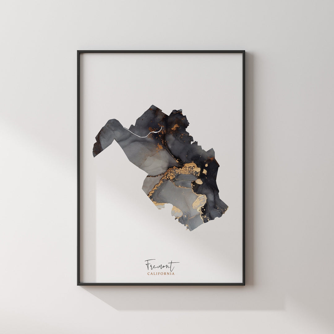 Fremont Map Black & Gold Wall Art Print | California | USA | United States of America [EV]