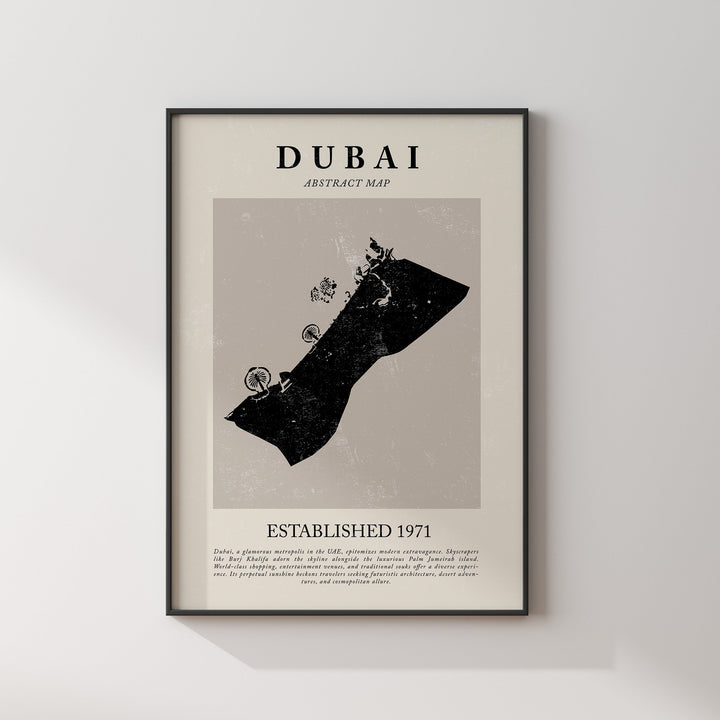 Abstract Dubai Map Vintage Wall Art Print Picasso + Matisse Inspired Travel Poster UAE United Arab Emirates