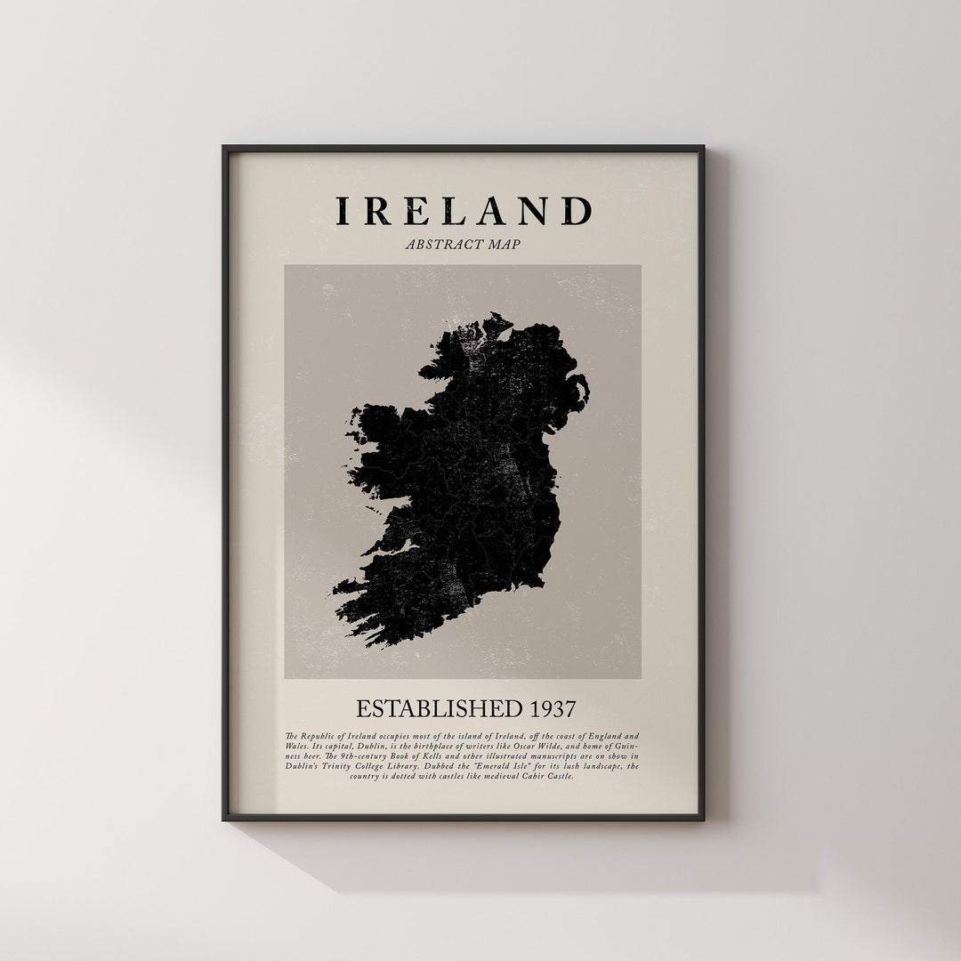 Ireland Map Vintage Abstract Wall Art Print Picasso + Matisse Inspired Travel Poster
