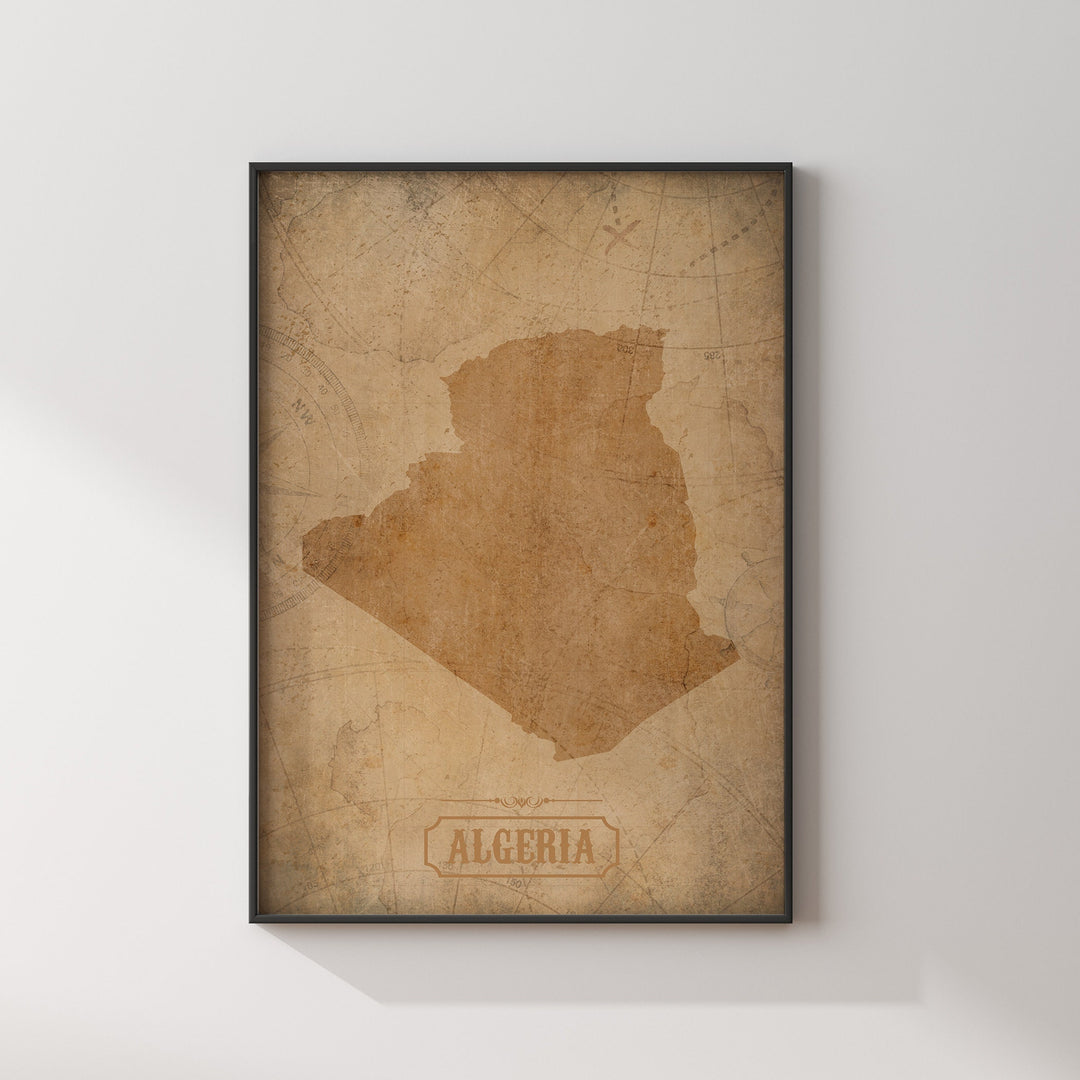 Vintage Algeria Map Wall Art Print