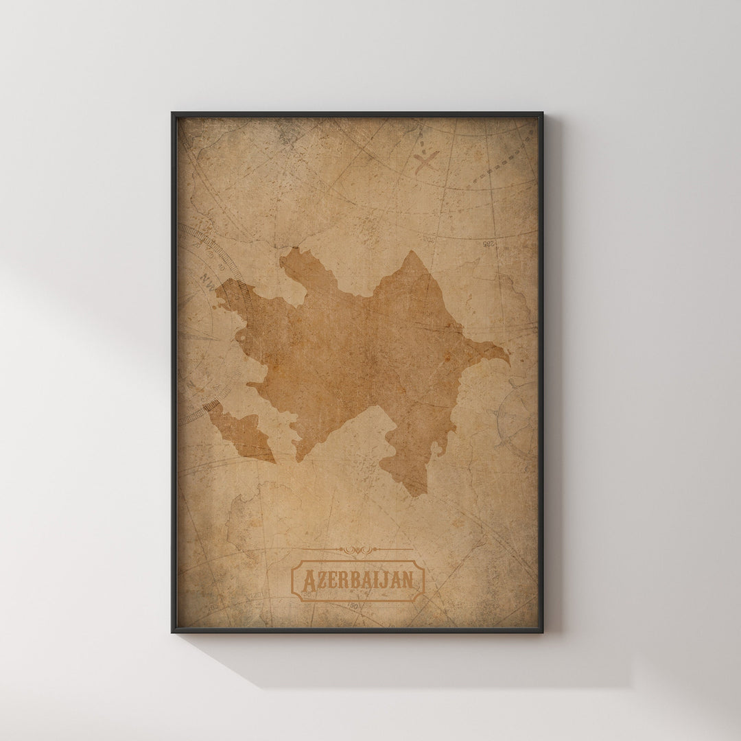 Vintage Azerbaijan Map Wall Art Print