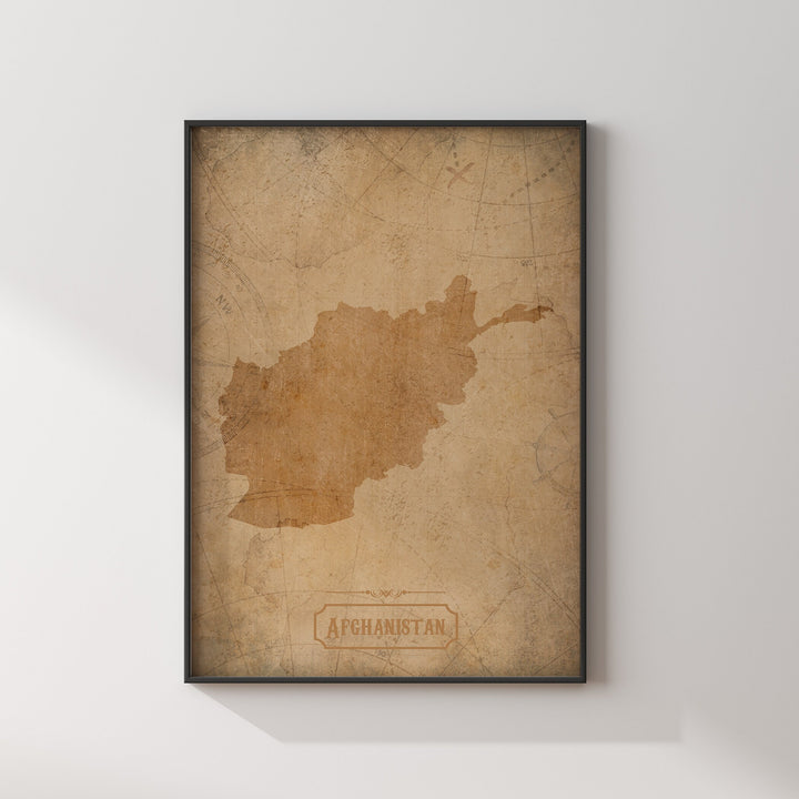Vintage Afghanistan Map Wall Art Print