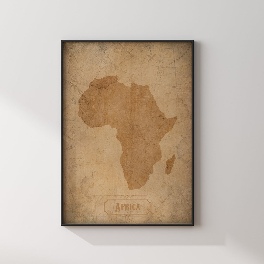 Vintage Africa Map Wall Art Print