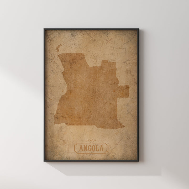 Vintage Angola Map Wall Art Print