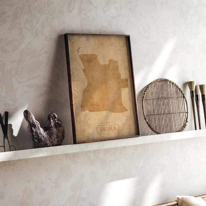 Vintage Angola Map Wall Art Print