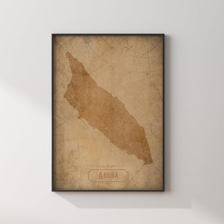 Vintage Aruba Map Wall Art Print