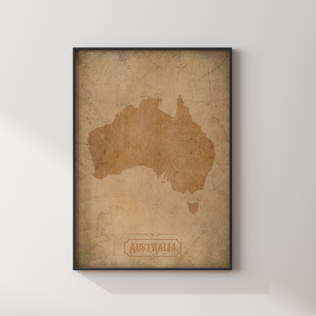 Vintage Australia Map Wall Art Print