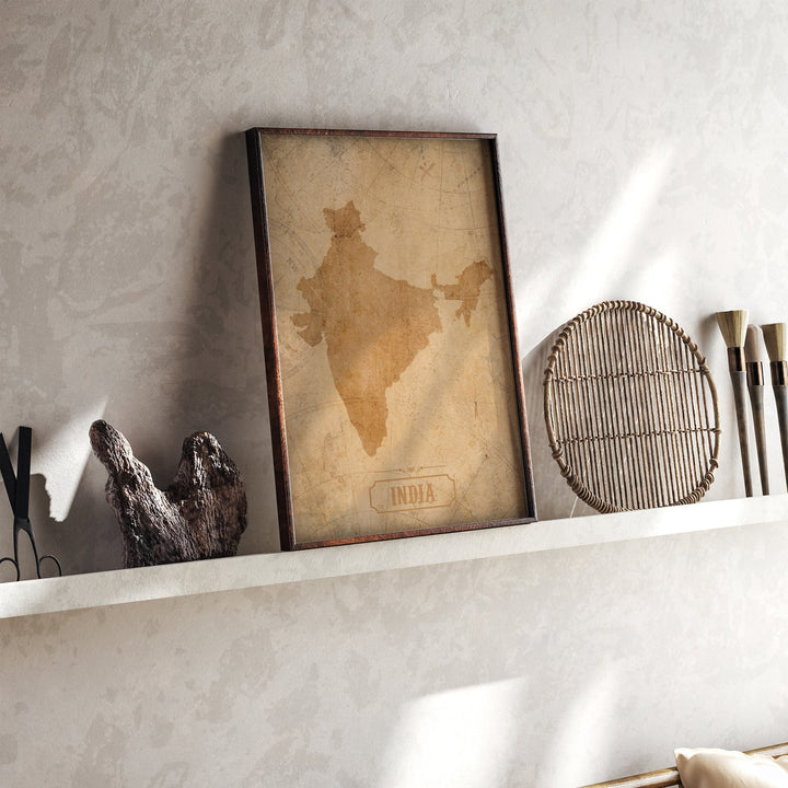Vintage India Map Wall Art Print