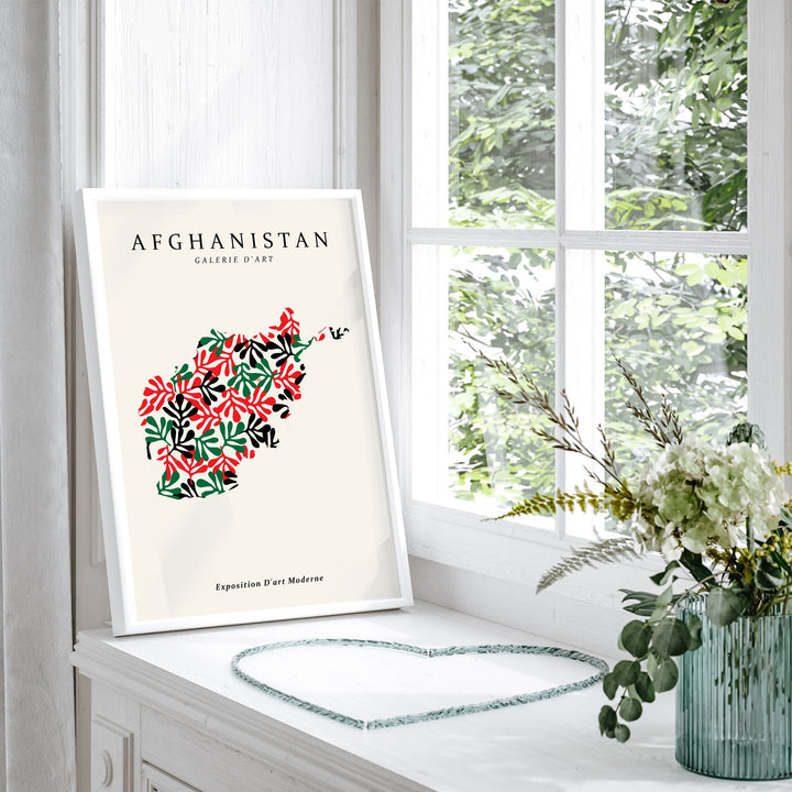 Afghanistan Map Henri Matisse Inspired Wall Art Print