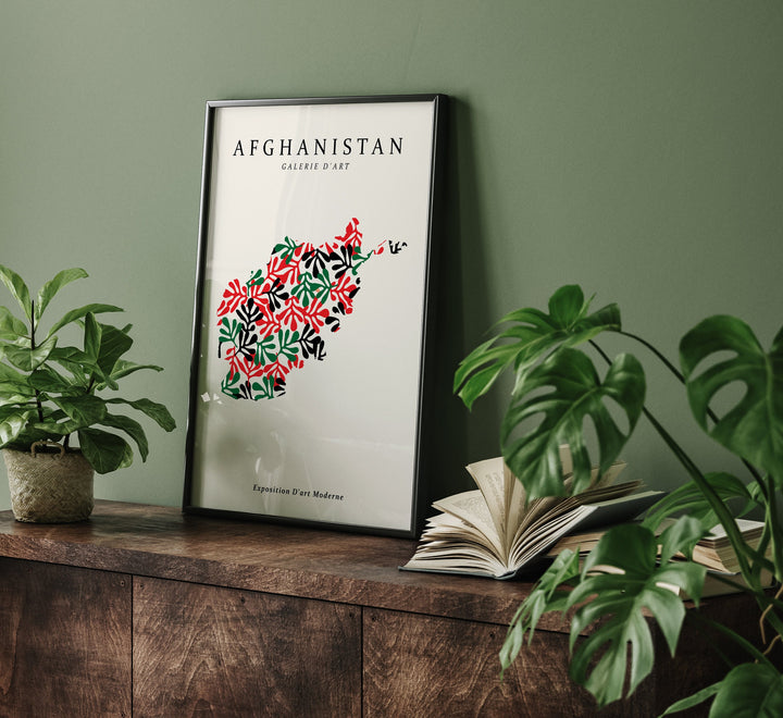 Afghanistan Map Henri Matisse Inspired Wall Art Print