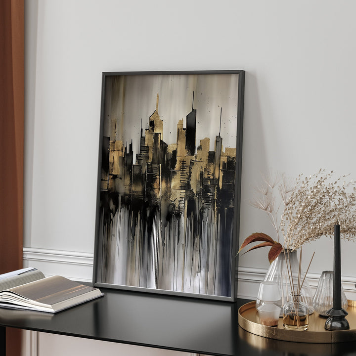 New York Skyline Black & Gold Wall Art Print | Black and Gold Print