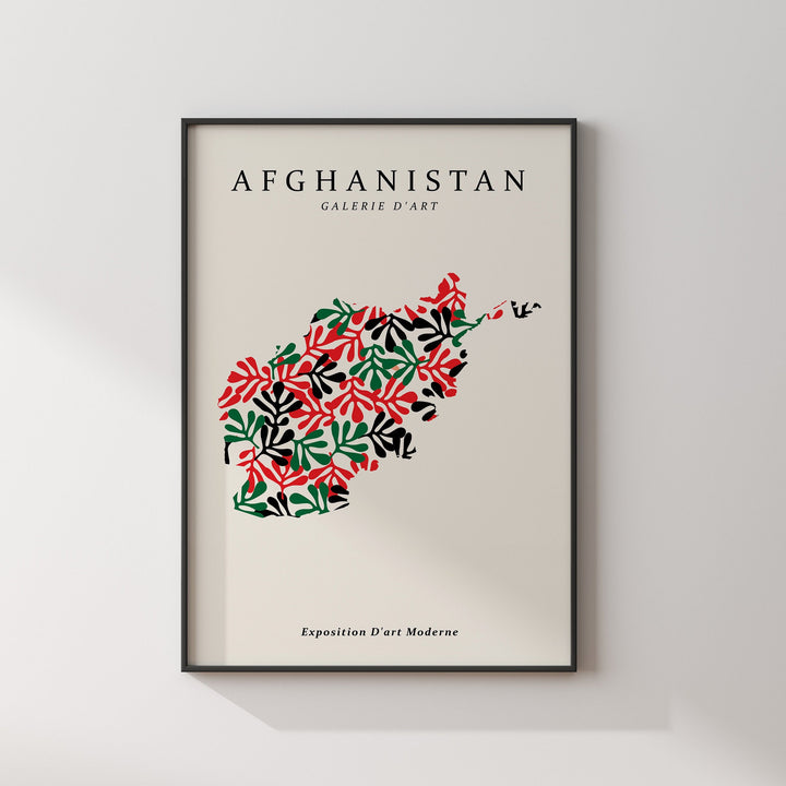 Afghanistan Map Henri Matisse Inspired Wall Art Print