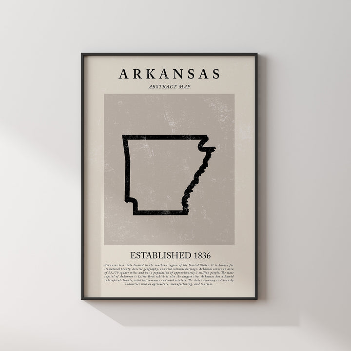 Abstract Arkansas Map Vintage Wall Art Print US State | United States of America | USA Travel Poster