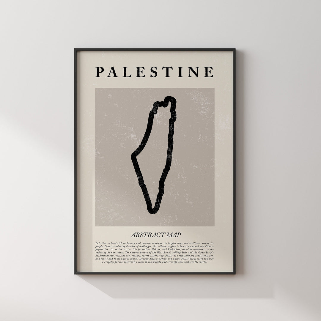 Palestine Map Vintage Abstract Wall Art Print Travel Poster